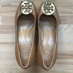 Tory Burch peep toe wedges